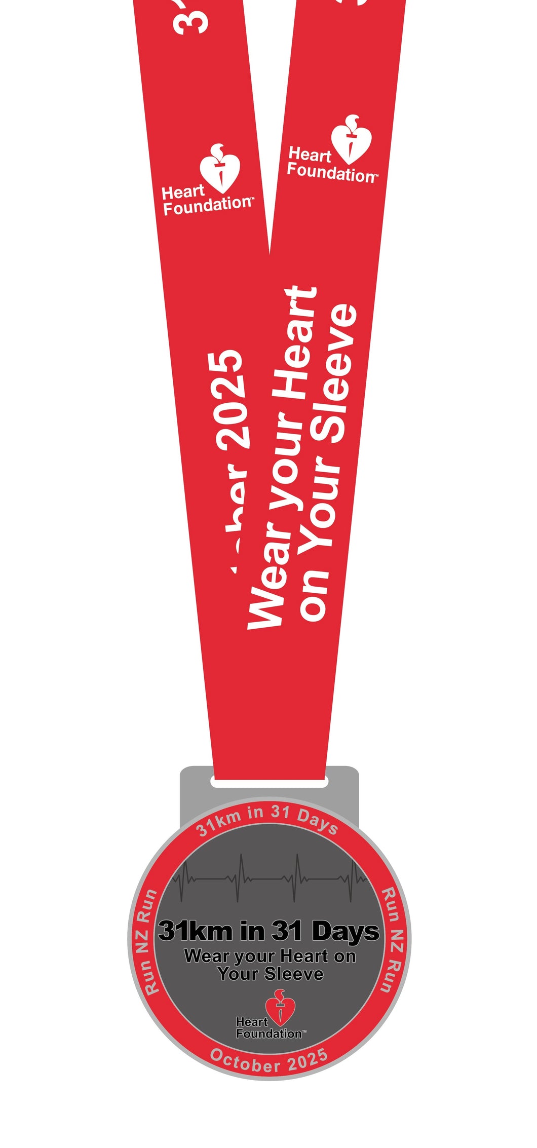 31km in 31 Days Heart Medal 2025