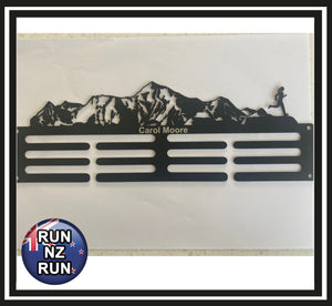 Personalised Metal Medal Hanger - Women Running in Mountains